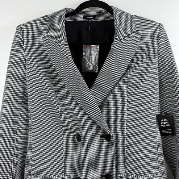 Express New Black White Houndstooth Blazer Small Double Breasted Academia Office - Picture 2 of 13
